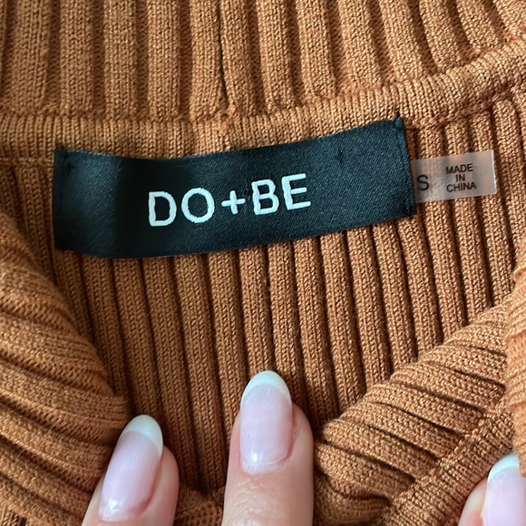 Off the shoulder layered sweater camel DO+BE - Picture 4 of 4